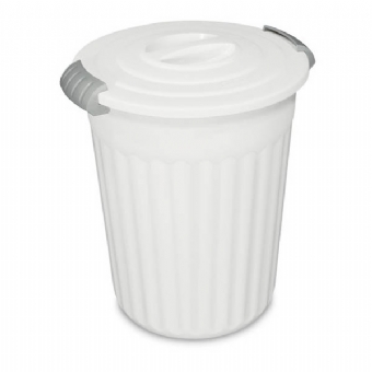 White Trash Can with Latchtop Cover