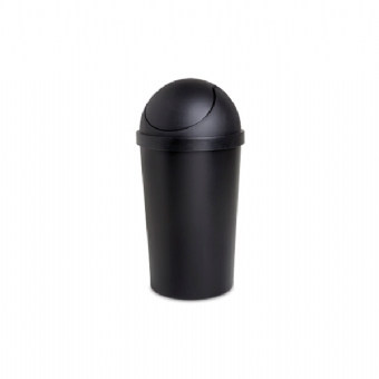 Black Trash Can With Round Swing Cover 42 qt