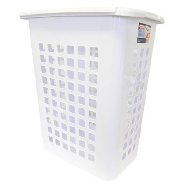 tall white laundry basket